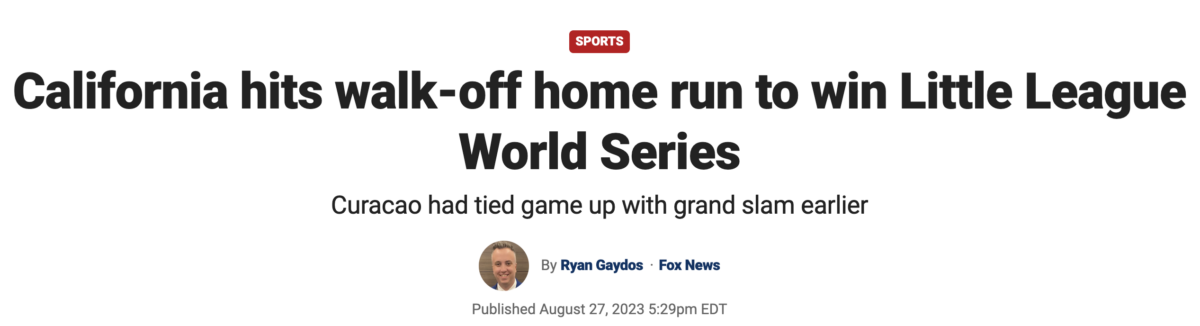 You are currently viewing California hits walk-off home run to win Little League World Series, Sunday, August 27, 2023