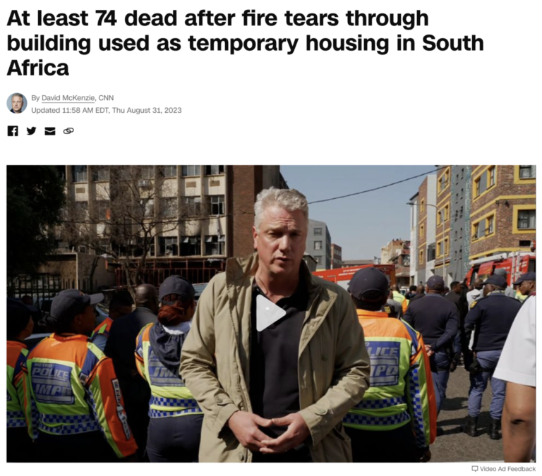 Read more about the article Mysterious fire kills at least 74 in Johannesburg, South Africa, Thursday, August 31, 2023