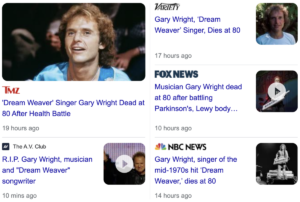 Read more about the article Dream Weaver singer Gary Wright, dead at 80, September 4, 2023 (is The American Dream over?)