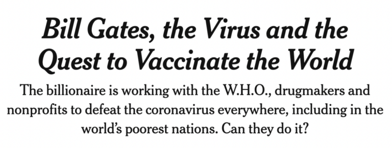 Read more about the article Bill Gates, the virus, and the Quest to vaccinate the world (New York Times article, November 23, 2023)