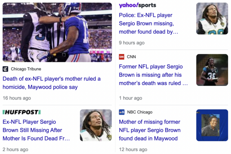Read more about the article Ex-NFL football player Sergio Brown missing, and his mother is dead, Sunday, September 17, 2023