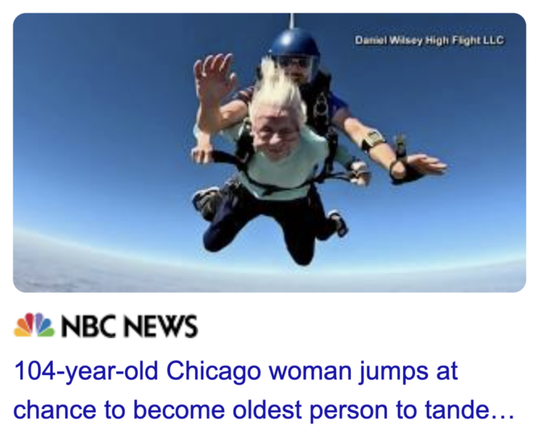 Read more about the article Dorothy Hoffner becomes the oldest sky diver in world history at age 104
