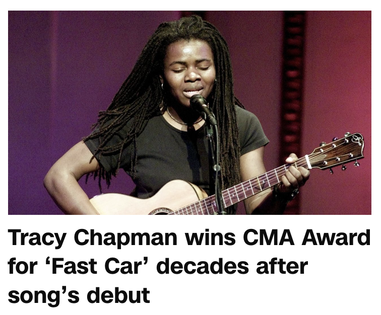 Tracy Chapman wins CMA Award for ‘Fast Car’ 35 years after the song’s