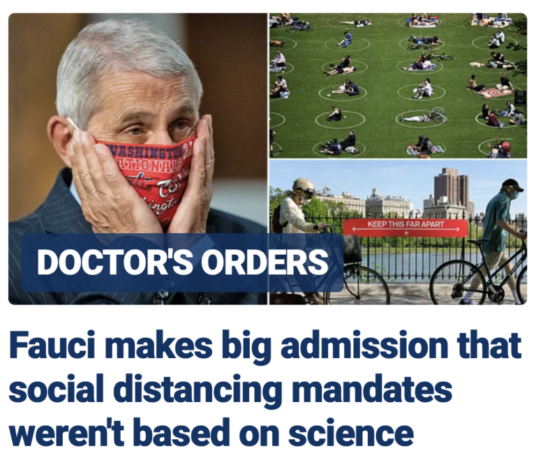 Read more about the article Anthony Fauci admits that “social distancing measures” were not based in science, January 10, 2024