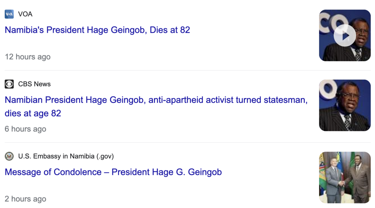 You are currently viewing Namibian President Hage Geingob, dead at 82, February 4, 2024