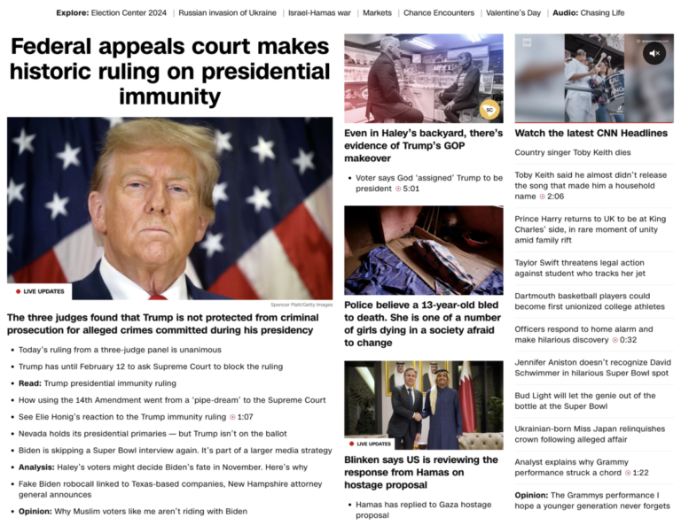 Read more about the article Federal appeals court makes historic ruling on Trump’s presidential immunity, February 6, 2024