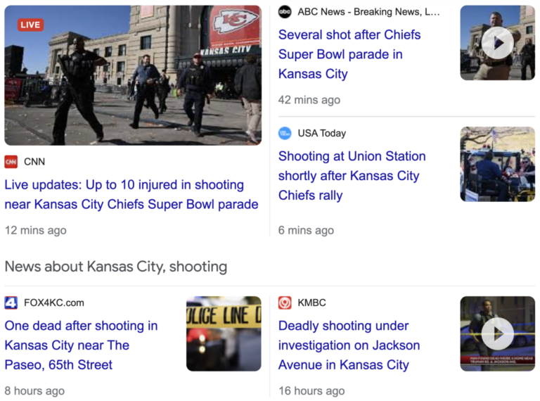 Read more about the article Mass shooting at Kansas City Chiefs Super Bowl 58 parade, February 14, 2024 (Valentine’s Day)