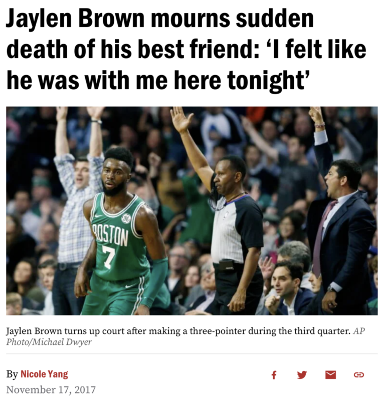 Read more about the article Jaylen Brown’s best friend who died unexpectedly, November 15, 2017