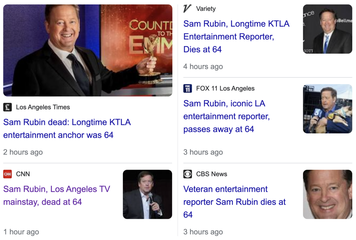 You are currently viewing Sam Rubin of KTLA, dead at 64, after 33 years with the network, May 10, 2024